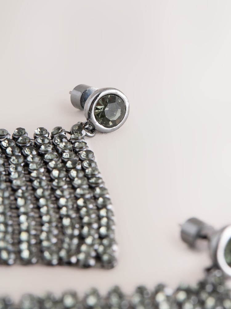 Pewter Tone Chainmail Drop Earrings - Image 3 of 3
