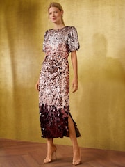Roségold - Love & Roses Midikleid mit Ombré-Pailletten - Bild 1 von 5