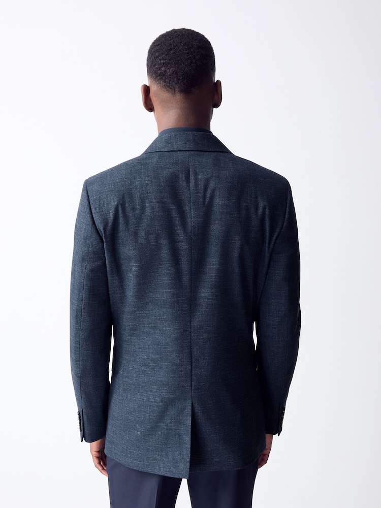 Bleu marine - Textured Double Breasted Blazer with Wool - Image 2 de 7 Bleu marine - Textured Double Breasted Blazer with Wool - Image 2 de 7
