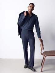 Bleu marine - Textured Double Breasted Blazer with Wool - Image 3 de 7