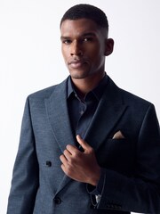 Bleu marine - Textured Double Breasted Blazer with Wool - Image 4 de 7