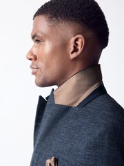 Bleu marine - Textured Double Breasted Blazer with Wool - Image 5 de 7