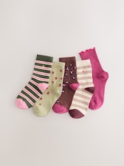 Різнобарвні - Cotton Rich Stripe, Stars and Animal Print Ankle Socks 5 Pack - Image 1 of 3
