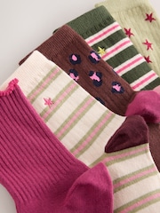 Різнобарвні - Cotton Rich Stripe, Stars and Animal Print Ankle Socks 5 Pack - Image 2 of 3