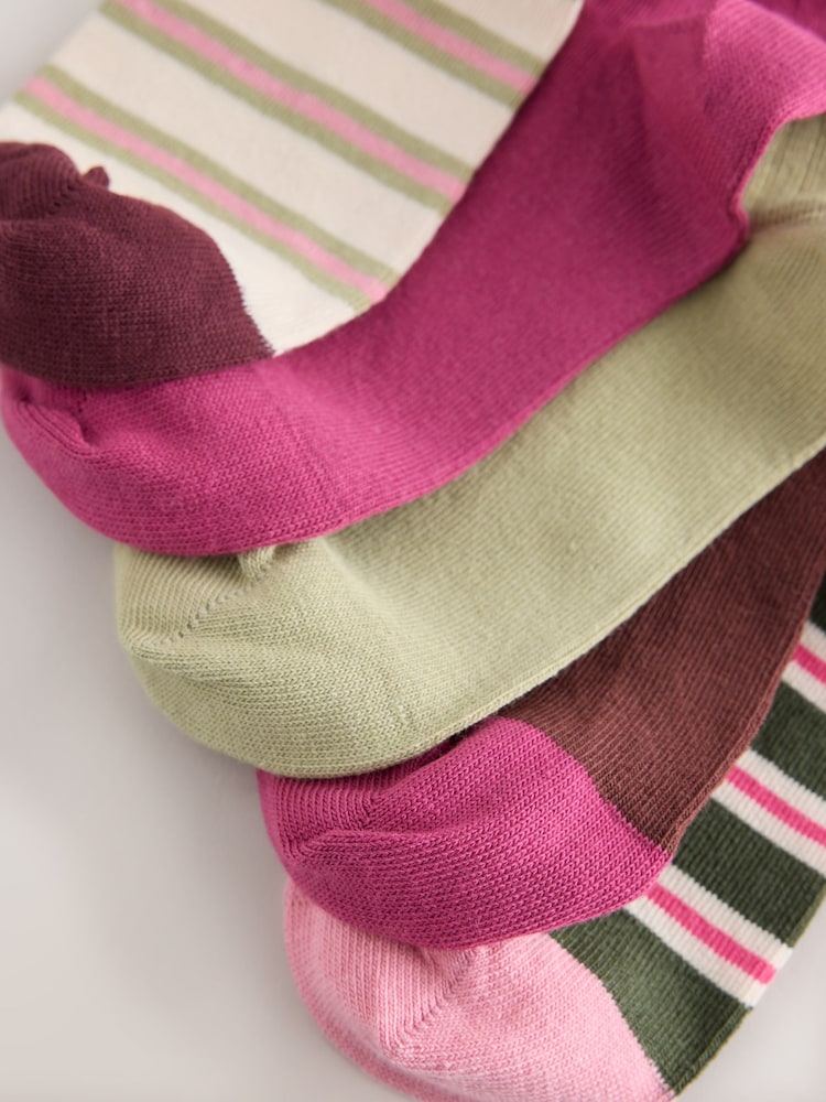 Різнобарвні - Cotton Rich Stripe, Stars and Animal Print Ankle Socks 5 Pack - Image 3 of 3