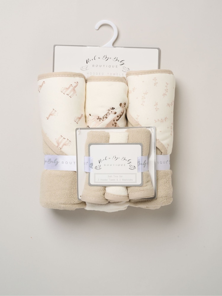 Rock-A-Bye Baby Boutique Beige Hooded Towels And Wash Cloth Set 3 Pack - Image 1 of 3 Rock-A-Bye Baby Boutique Beige Hooded Towels And Wash Cloth Set 3 Pack - Image 1 of 3