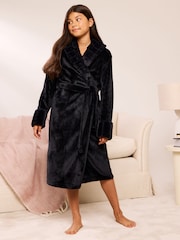 Lipsy Black Soft Touch Shawl Collar Dressing Gown (5-16yrs) - Image 1 of 5