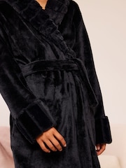 Lipsy Black Soft Touch Shawl Collar Dressing Gown (5-16yrs) - Image 3 of 5