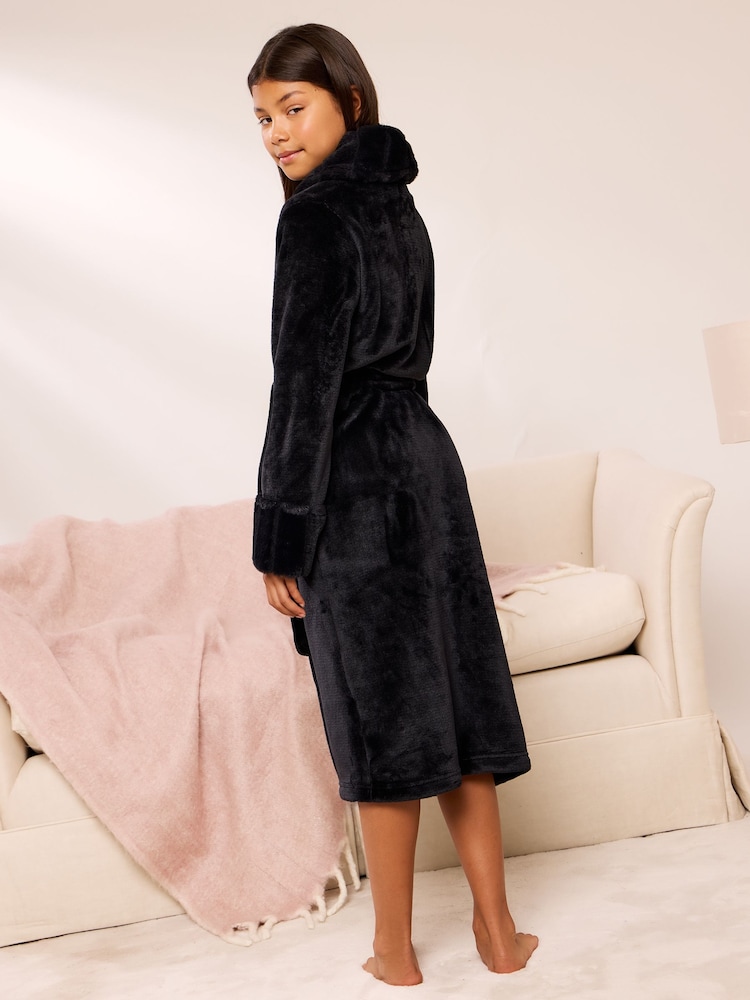 Lipsy Black Soft Touch Shawl Collar Dressing Gown (5-16yrs) - Image 5 of 5 Lipsy Black Soft Touch Shawl Collar Dressing Gown (5-16yrs) - Image 5 of 5