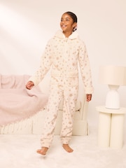 Lipsy Cream Star Soft Touch Hooded All-In-One (5-16yrs) - Image 3 of 5