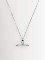 Missoma Silver Tone Ridge T-Bar Chain Necklace - Image 1 of 5
