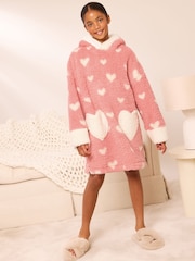 Lipsy Pink Borg Soft Touch Snuggle Hoodie (5-16yrs) - Image 1 of 5