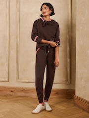 Love & Roses Chocolate Brown Tie Neck Knitted Hoodie - Image 3 of 4