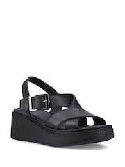 Hush Puppies Black Bretta Wedge Sandals - Image 6 of 7