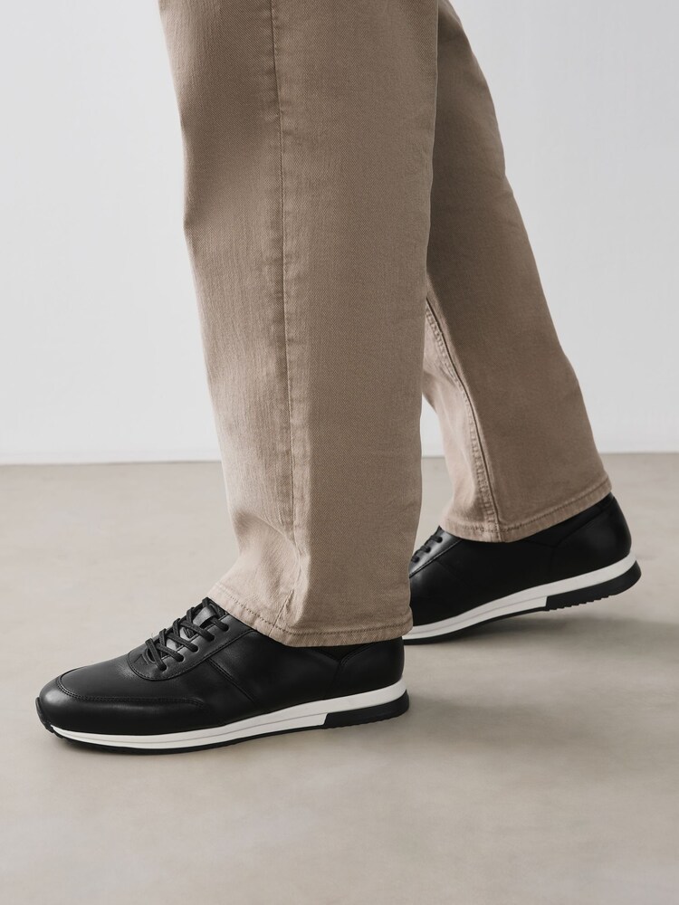 Black Smart Leather Trainers - Image 1 of 7 Black Smart Leather Trainers - Image 1 of 7