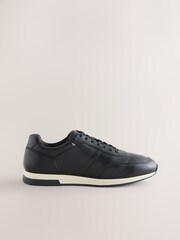 Black Smart Leather Trainers - Image 3 of 7
