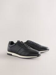 Black Smart Leather Trainers - Image 4 of 7