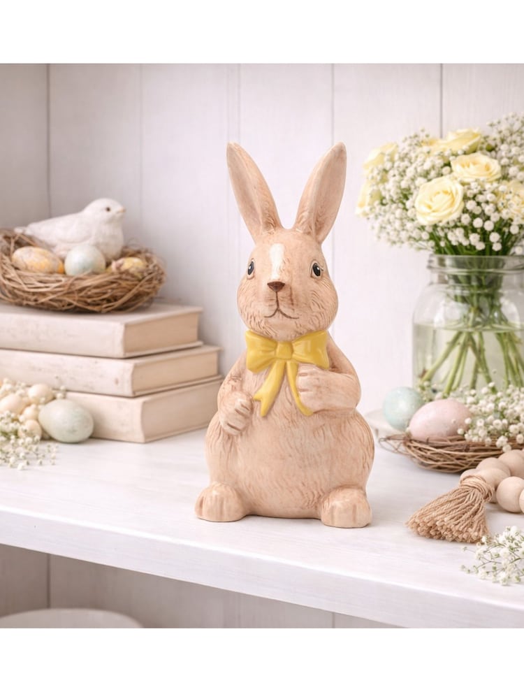 Widdop Brown Co Bunny Figurine With Yellow Bow - Image 1 of 6 Widdop Brown Co Bunny Figurine With Yellow Bow - Image 1 of 6