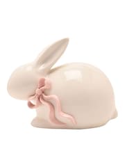 Widdop Cream White Bunny With Pink Bow Ornament - Image 1 of 4