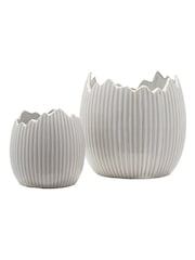Widdop White Ceramic Egg Shell Plant Pot Set of 2 - Image 1 of 3