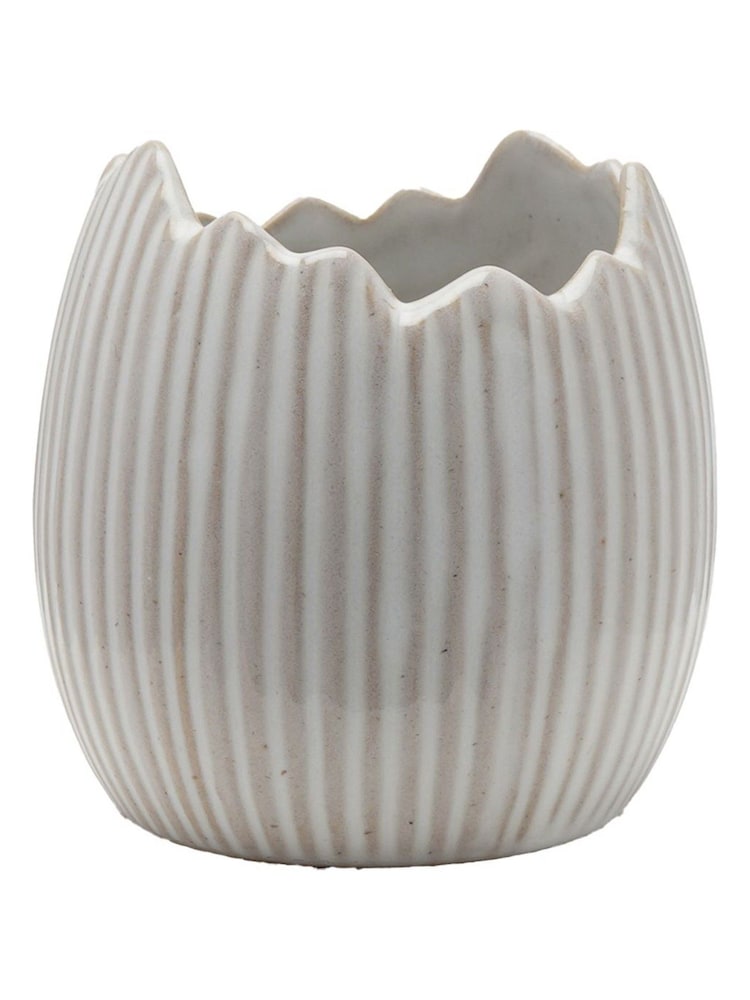 Widdop White Ceramic Egg Shell Plant Pot Set of 2 - Image 2 of 3 Widdop White Ceramic Egg Shell Plant Pot Set of 2 - Image 2 of 3