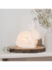 Widdop White LED Ceramic Mum and Baby Bunny Light 15cm - Image 1 of 4