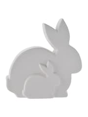 Widdop White LED Ceramic Mum and Baby Bunny Light 15cm - Image 3 of 4
