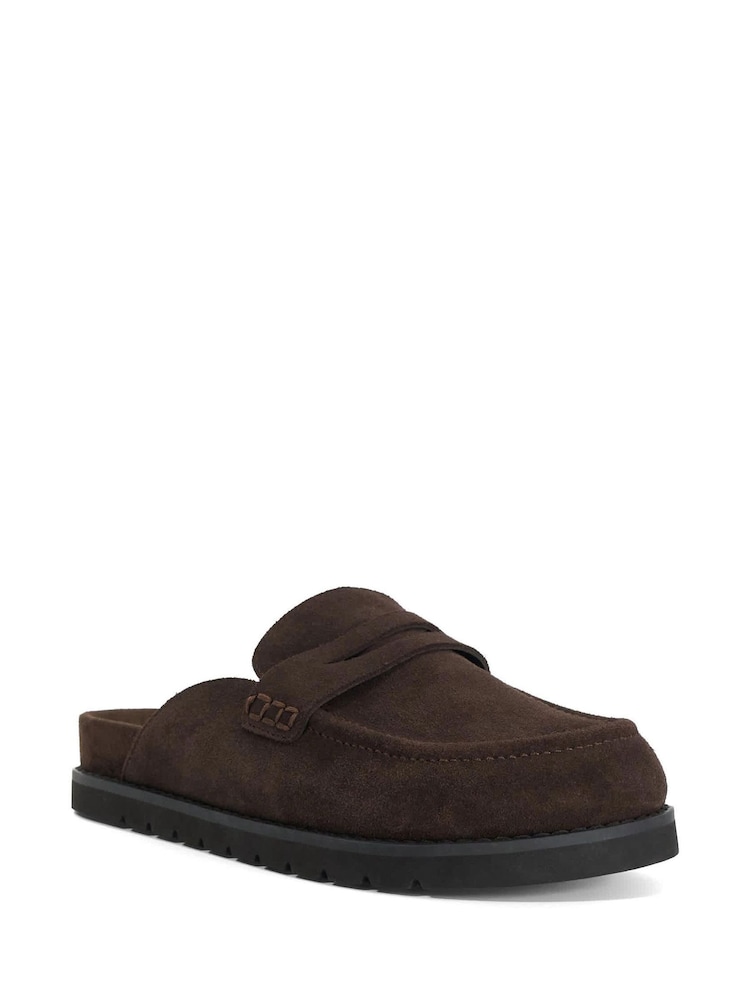 Dune London Dark Brown Goldens Suede Mules - Image 1 of 6