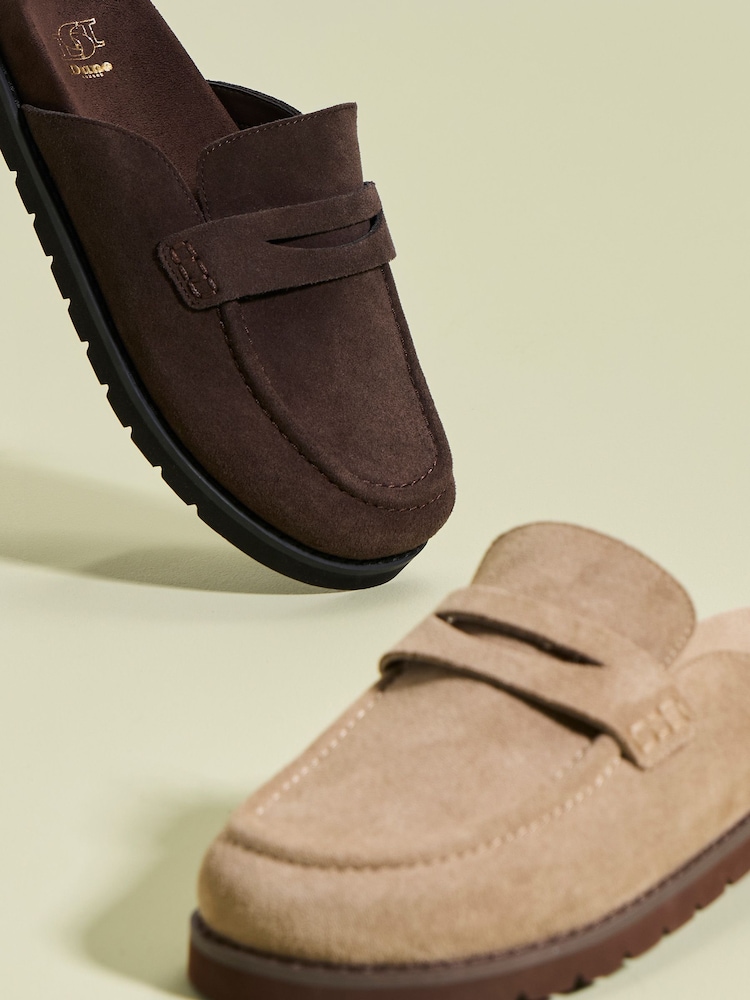 Dune London Dark Brown Goldens Suede Mules - Image 2 of 6