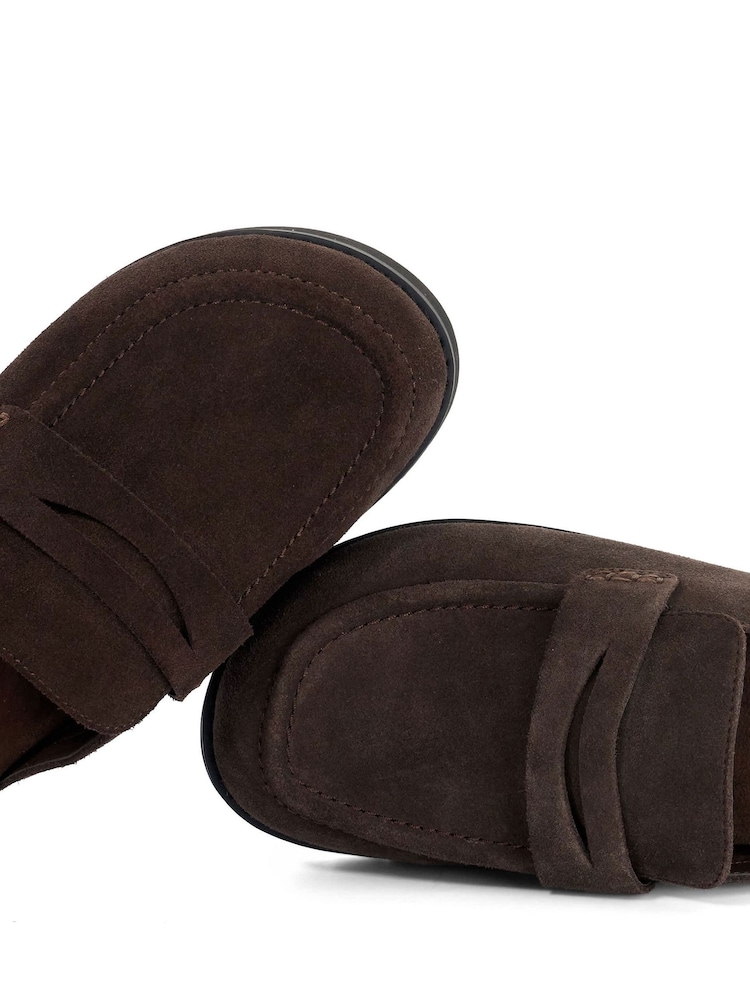 Dune London Dark Brown Goldens Suede Mules - Image 6 of 6