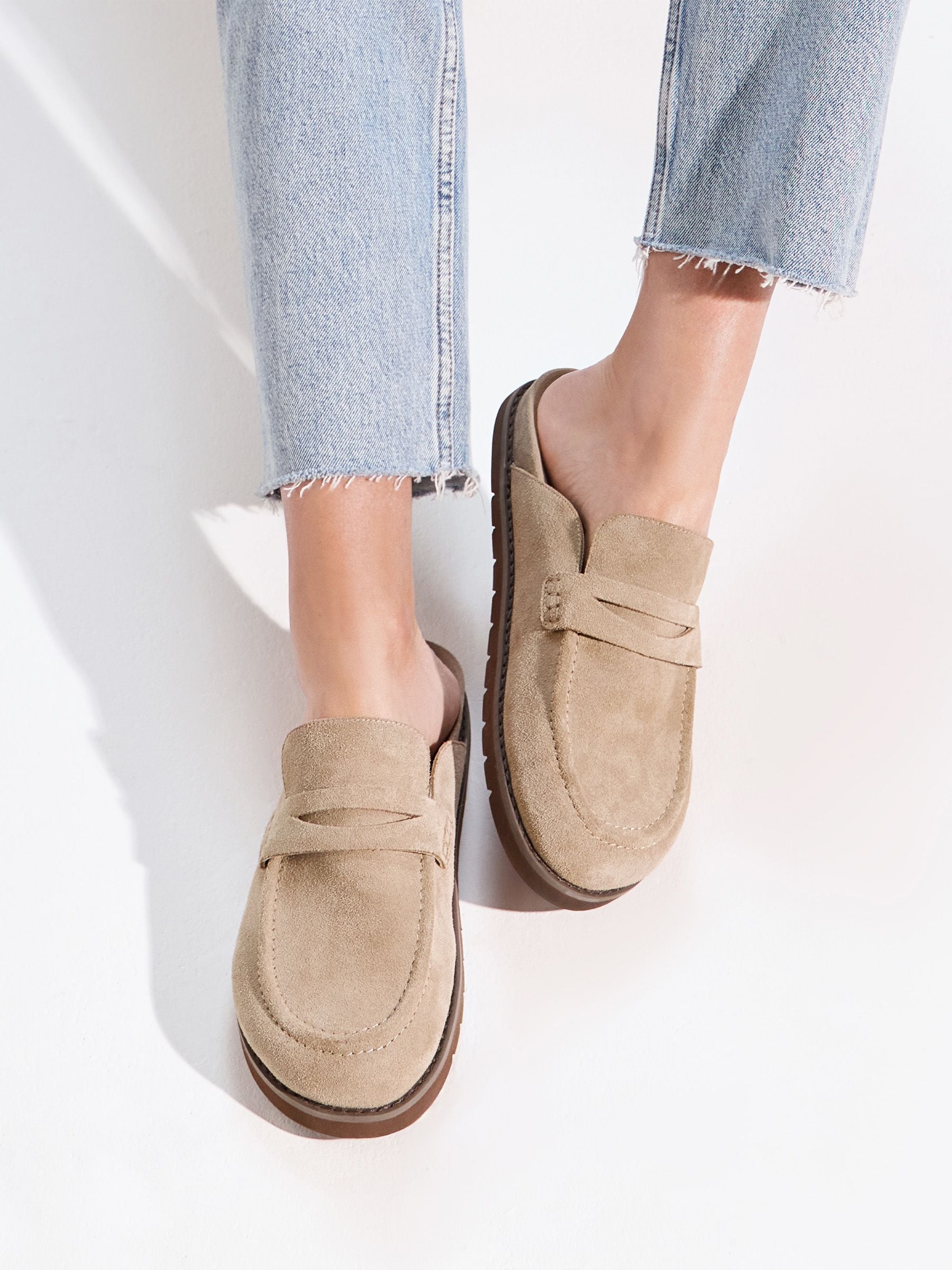 Buy Dune London Light Brown Goldens Suede Mules from Next Canada