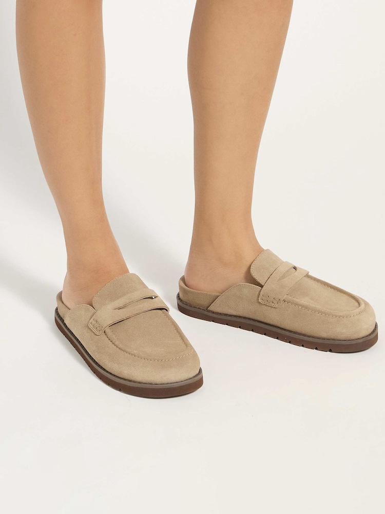 Dune London Brown Goldens Suede Mules - Image 1 of 6