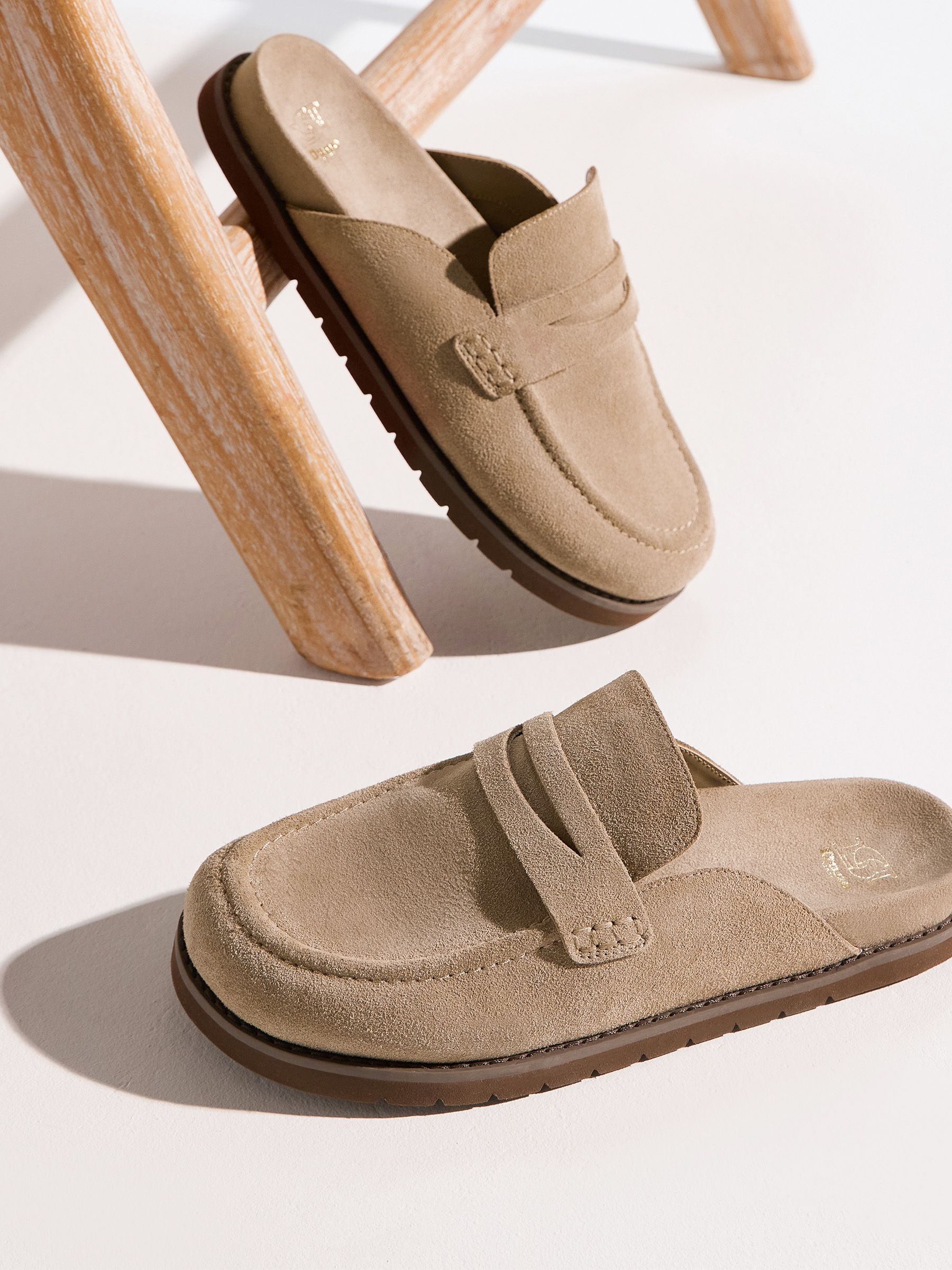 Buy Dune London Light Brown Goldens Suede Mules from Next Canada