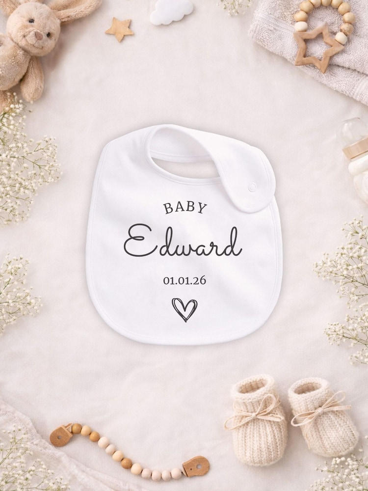Personalised Name & Date Matching Sleepsuit & Bib Set - Image 2 of 4
