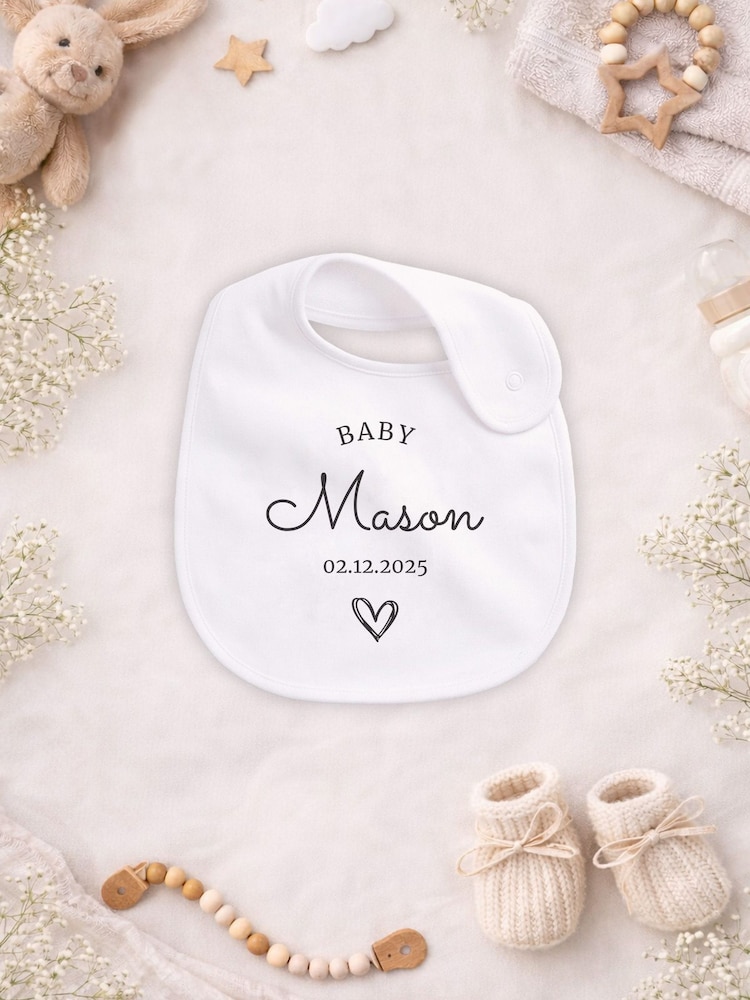 Personalised Name & Date Matching Sleepsuit & Bib Set - Image 4 of 4