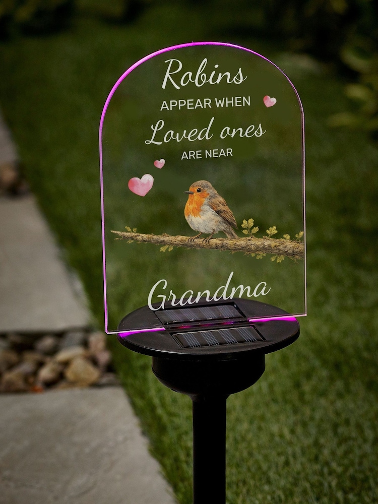 Loveabode Personalised Robin Memorial Solar Garden Sign - Image 1 of 4 Loveabode Personalised Robin Memorial Solar Garden Sign - Image 1 of 4