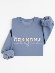 Loveabode Personalised Custom Name Floral  Print &  Names on Sleeves Sweatshirt - Image 4 of 5