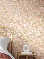 Hoopla Walls Blush Sage Lino Leaves 10M Wallpaper - Image 1 of 2