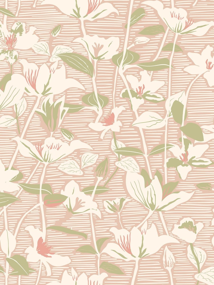 Hoopla Walls Blush Sage Lino Leaves 10M Wallpaper - Image 2 of 2