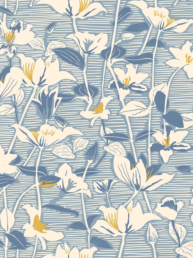 Hoopla Walls Soft Navy Lino Leaves 10M Wallpaper - Image 2 of 2