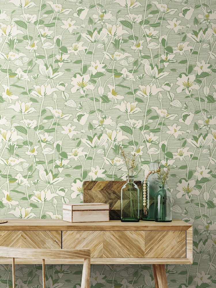 Hoopla Walls Willow Mix Lino Leaves 10M Wallpaper - Image 1 of 2