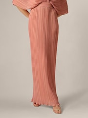 Adrianna Papell Pink Pleated Chiffon Long Dress - Image 4 of 6