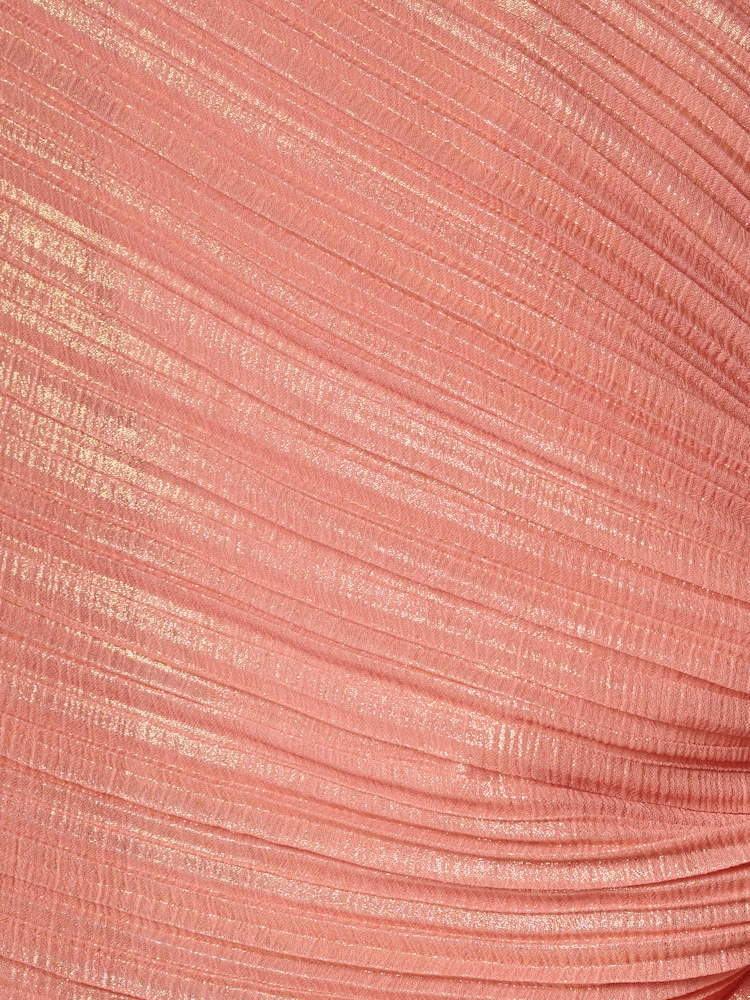 Adrianna Papell Pink Pleated Chiffon Long Dress - Image 6 of 6