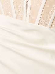 Adrianna Papell White Satin And Lace Long Dress - Image 6 of 6