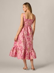 Adrianna Papell Pink Jacquard Flounce Dress - Image 2 of 6