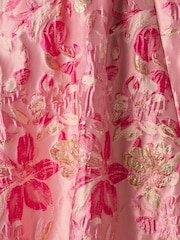 Adrianna Papell Pink Jacquard Flounce Dress - Image 3 of 6
