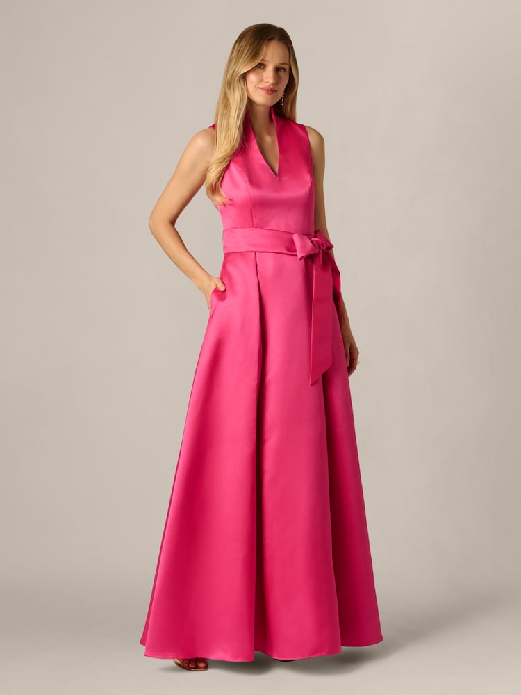 Adrianna Papell Pink Petite Mikado Tie Front Dress - Image 1 of 5