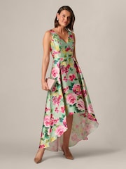 Adrianna Papell Green High Low Twill Dress - Image 3 of 6