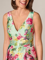 Adrianna Papell Green High Low Twill Dress - Image 4 of 6
