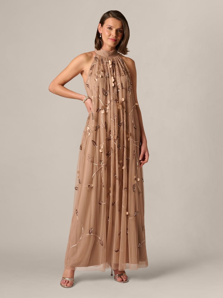 Adrianna Papell Bead Trapeze Maxi Dress - صورة 1 من 6 Adrianna Papell Bead Trapeze Maxi Dress - صورة 1 من 6